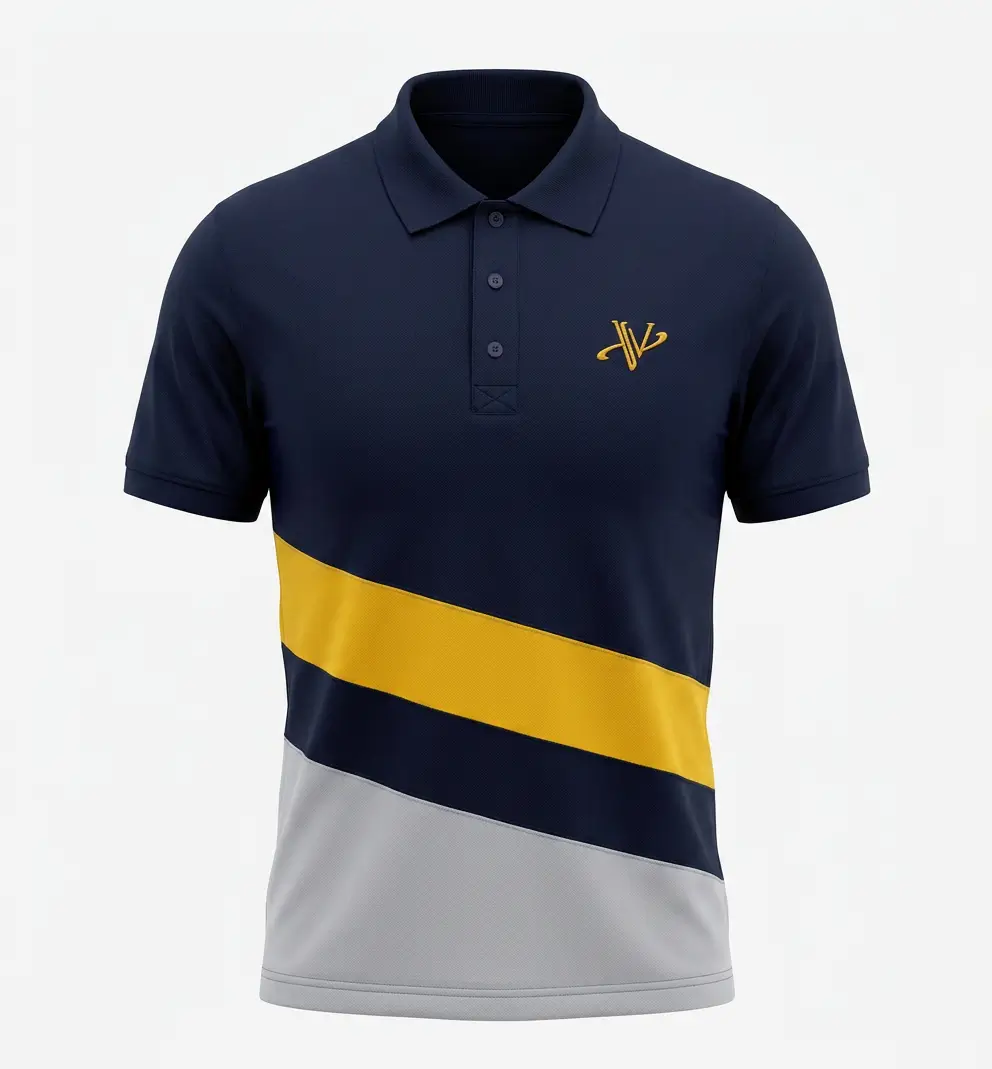 Vizlen Premium Polo in Navy — flat lay product shot